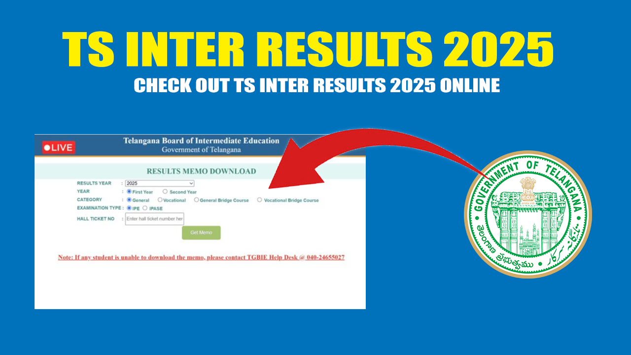 TS Inter Results 2025 Check our TS inter Results 2025 Online